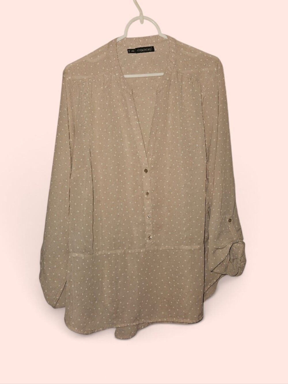 Maurices Cream Swiss Dot Blouse Sz 2